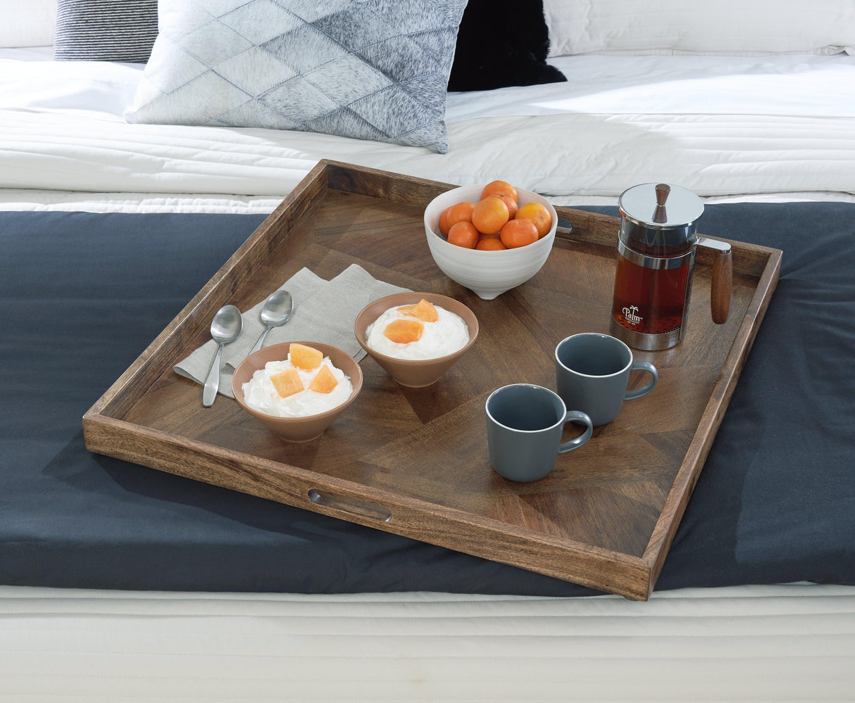 Heddford Brown Tray by Ashley at Eve Furniture