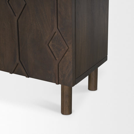 Heera Dark Brown Diamond Motif w/ Shelf Accent Cabinet by Mercana at Eve Furniture