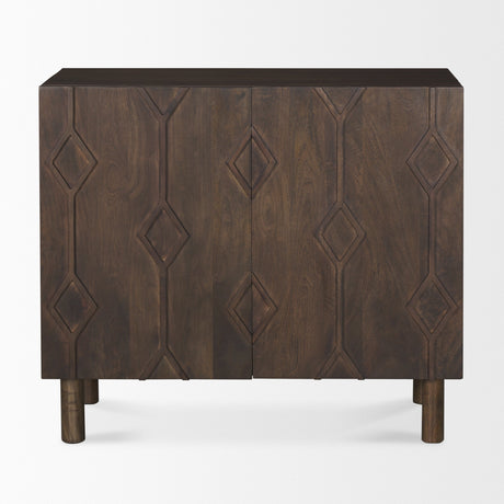 Heera Dark Brown Diamond Motif w/ Shelf Accent Cabinet by Mercana at Eve Furniture