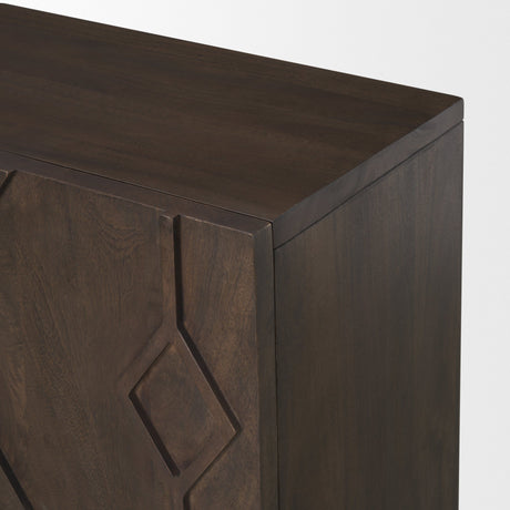 Heera Dark Brown Diamond Motif w/ Shelf Accent Cabinet by Mercana at Eve Furniture