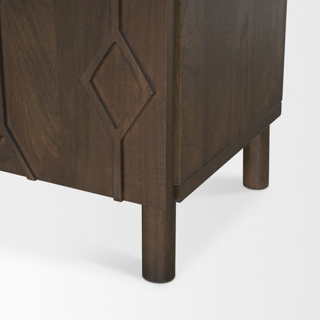 Heera Dark Brown Diamond Motif w/ Shelf Sideboard by Mercana at Eve Furniture