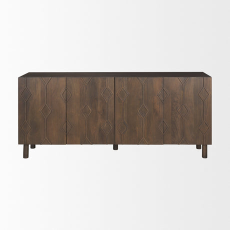 Heera Dark Brown Diamond Motif w/ Shelf Sideboard by Mercana at Eve Furniture