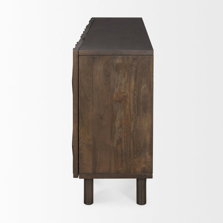 Heera Dark Brown Diamond Motif w/ Shelf Sideboard by Mercana at Eve Furniture