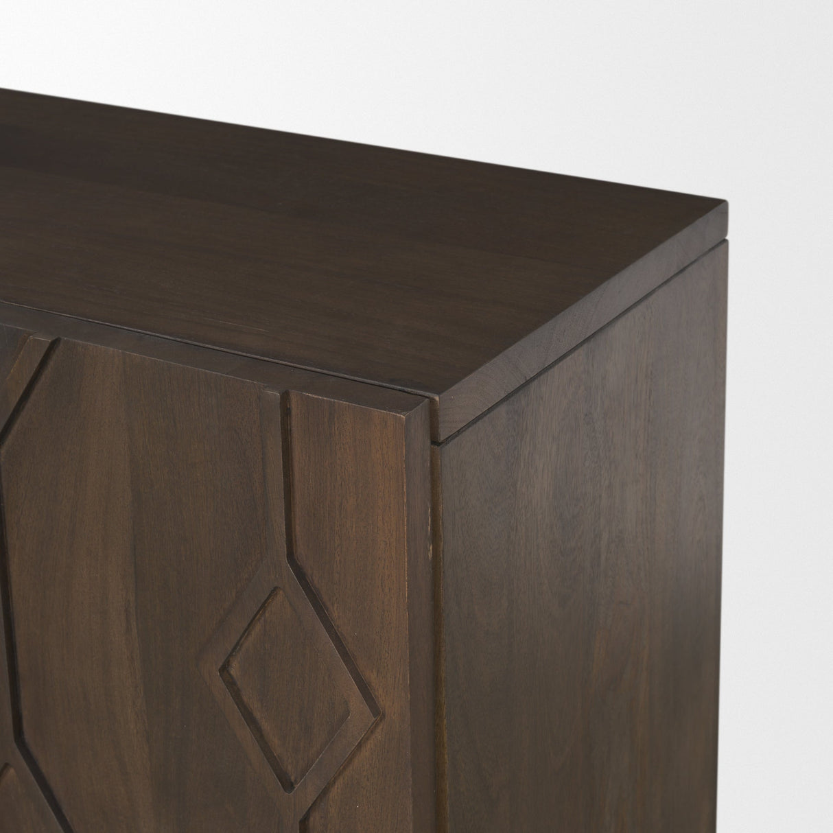 Heera Dark Brown Diamond Motif w/ Shelf Sideboard by Mercana at Eve Furniture