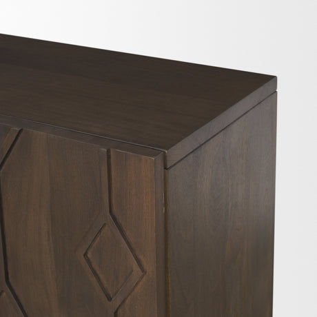 Heera Dark Brown Diamond Motif w/ Shelf Sideboard by Mercana at Eve Furniture