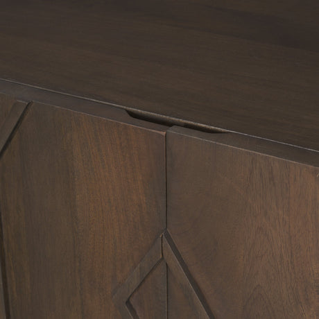 Heera Dark Brown Diamond Motif w/ Shelf Sideboard by Mercana at Eve Furniture
