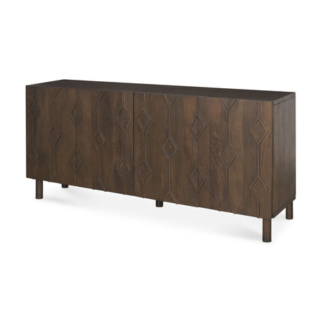 Heera Dark Brown Diamond Motif w/ Shelf Sideboard by Mercana at Eve Furniture