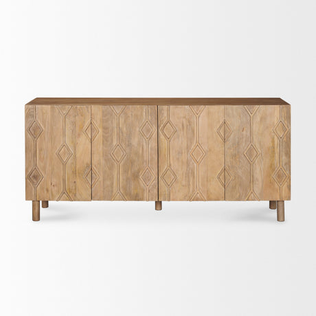 Heera Light Brown Diamond w/ Shelf Motif Sideboard by Mercana at Eve Furniture