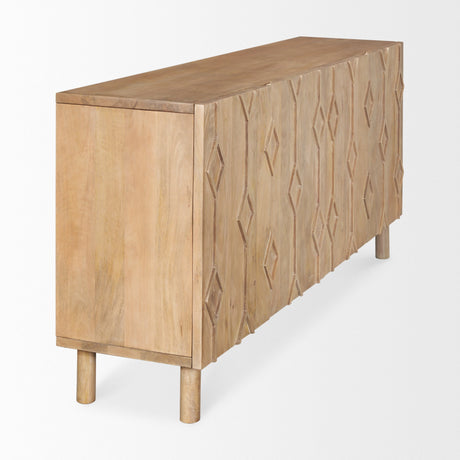 Heera Light Brown Diamond w/ Shelf Motif Sideboard by Mercana at Eve Furniture