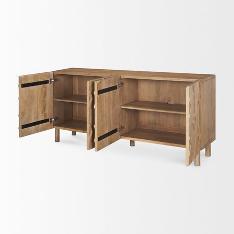 Heera Light Brown Diamond w/ Shelf Motif Sideboard by Mercana at Eve Furniture