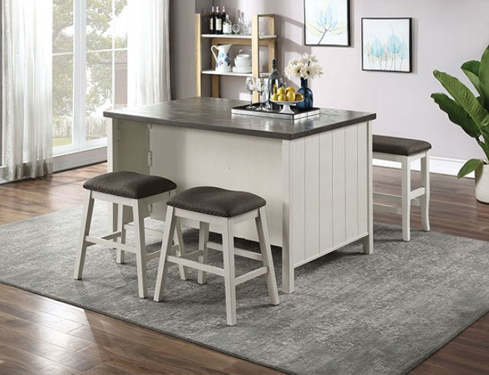 Heidelberg Off-White/Dark Gray 4-Piece Counter Height Table Set by Furniture of America at Eve Furniture