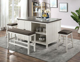 Heidelberg Off-White/Dark Gray 4-Piece Counter Height Table Set by Furniture of America at Eve Furniture