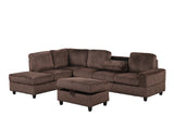 Heights Chocolate Reversible Sectional & Storage Ottoman by Happy Homes at Eve Furniture
