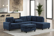 Heights Navy Velvet Reversible Sectional & Storage Ottoman by Happy Homes at Eve Furniture