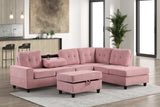 Heights Pink Velvet Reversible Sectional & Storage Ottoman by Happy Homes at Eve Furniture