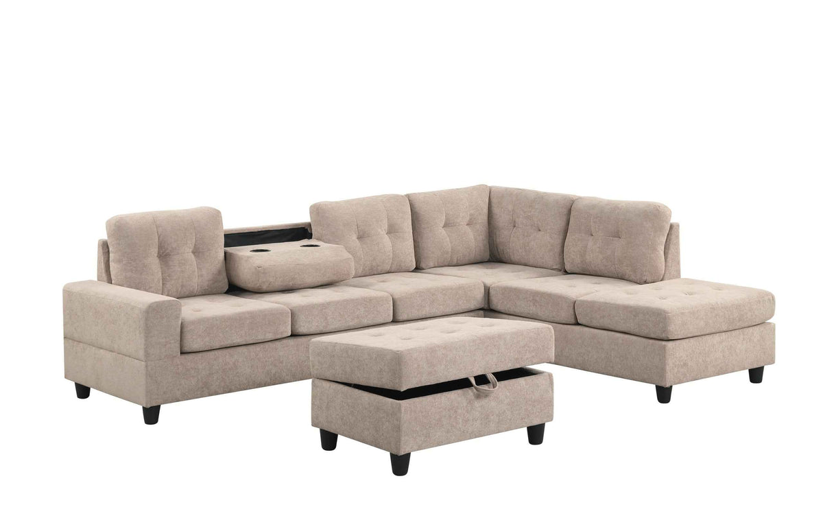 Heights Reversible Sectional & Storage Ottoman by Happy Homes at Eve Furniture