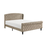 Heirloom Brown Upholstered Queen Platform Bed by Homelegance at Eve Furniture