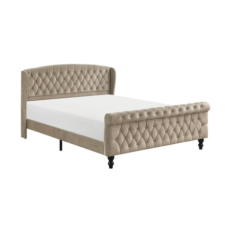 Heirloom Brown Upholstered Queen Platform Bed by Homelegance at Eve Furniture