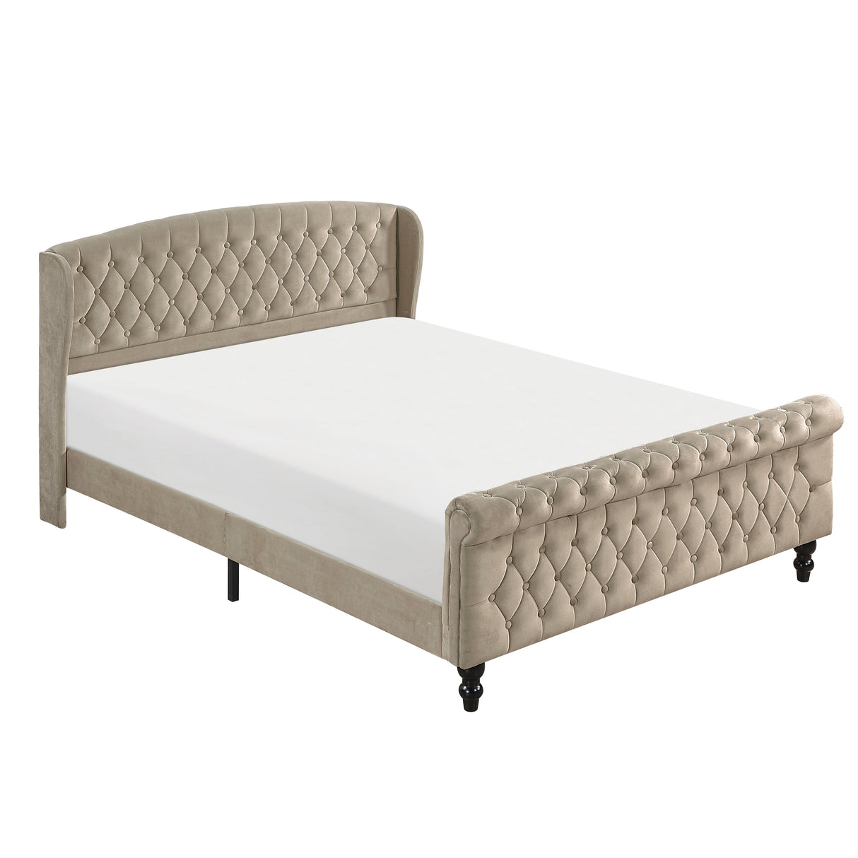 Heirloom Brown Upholstered Queen Platform Bed by Homelegance at Eve Furniture