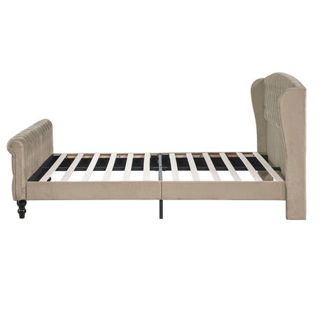 Heirloom Brown Upholstered Queen Platform Bed by Homelegance at Eve Furniture
