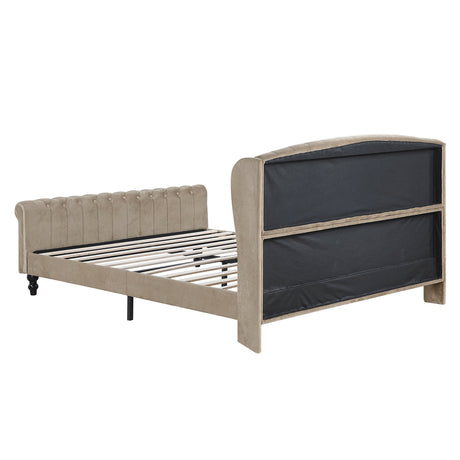 Heirloom Brown Upholstered Queen Platform Bed by Homelegance at Eve Furniture