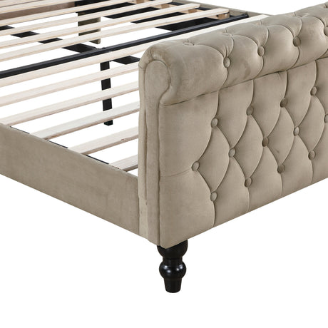 Heirloom Brown Upholstered Queen Platform Bed by Homelegance at Eve Furniture