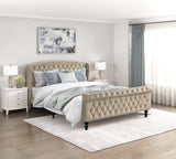 Heirloom Brown Upholstered Queen Platform Bed by Homelegance at Eve Furniture