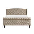 Heirloom Brown Upholstered Queen Platform Bed by Homelegance at Eve Furniture