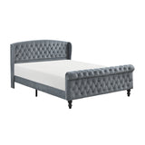 Heirloom Gray Upholstered Queen Platform Bed by Homelegance at Eve Furniture