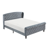 Heirloom Gray Upholstered Queen Platform Bed by Homelegance at Eve Furniture