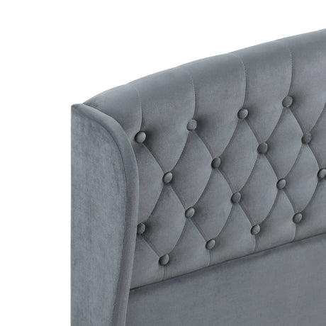 Heirloom Gray Upholstered Queen Platform Bed by Homelegance at Eve Furniture