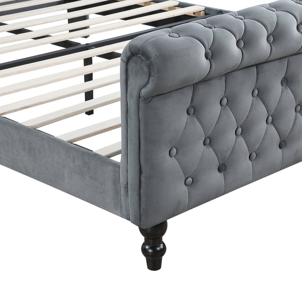 Heirloom Gray Upholstered Queen Platform Bed by Homelegance at Eve Furniture