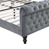 Heirloom Gray Upholstered Queen Platform Bed by Homelegance at Eve Furniture