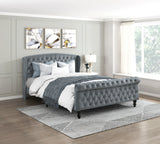 Heirloom Gray Upholstered Queen Platform Bed by Homelegance at Eve Furniture