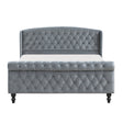 Heirloom Gray Upholstered Queen Platform Bed by Homelegance at Eve Furniture