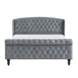 Heirloom Gray Upholstered Queen Platform Bed by Homelegance at Eve Furniture