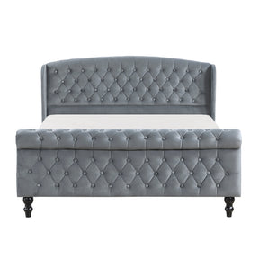 Heirloom Gray Upholstered Queen Platform Bed by Homelegance at Eve Furniture