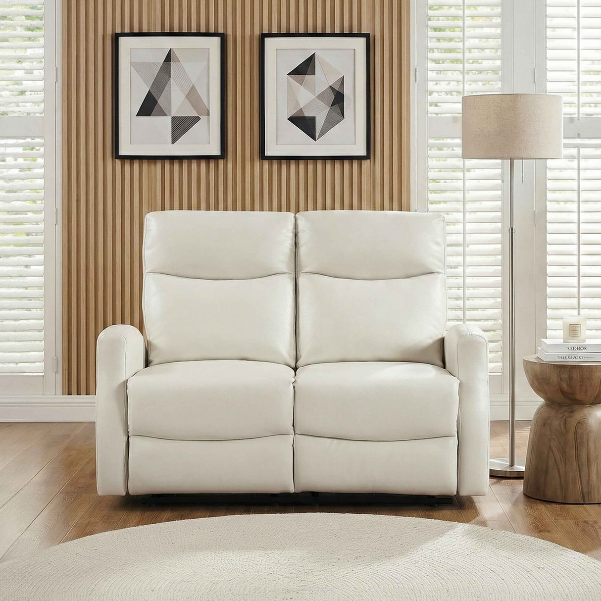 Heisley Beige Double Reclining Loveseat by Homelegance at Eve Furniture