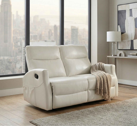 Heisley Beige Double Reclining Loveseat by Homelegance at Eve Furniture