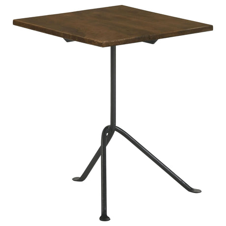 Heitor Dark Brown/Gunmetal Square Accent Table with Tripod Legs