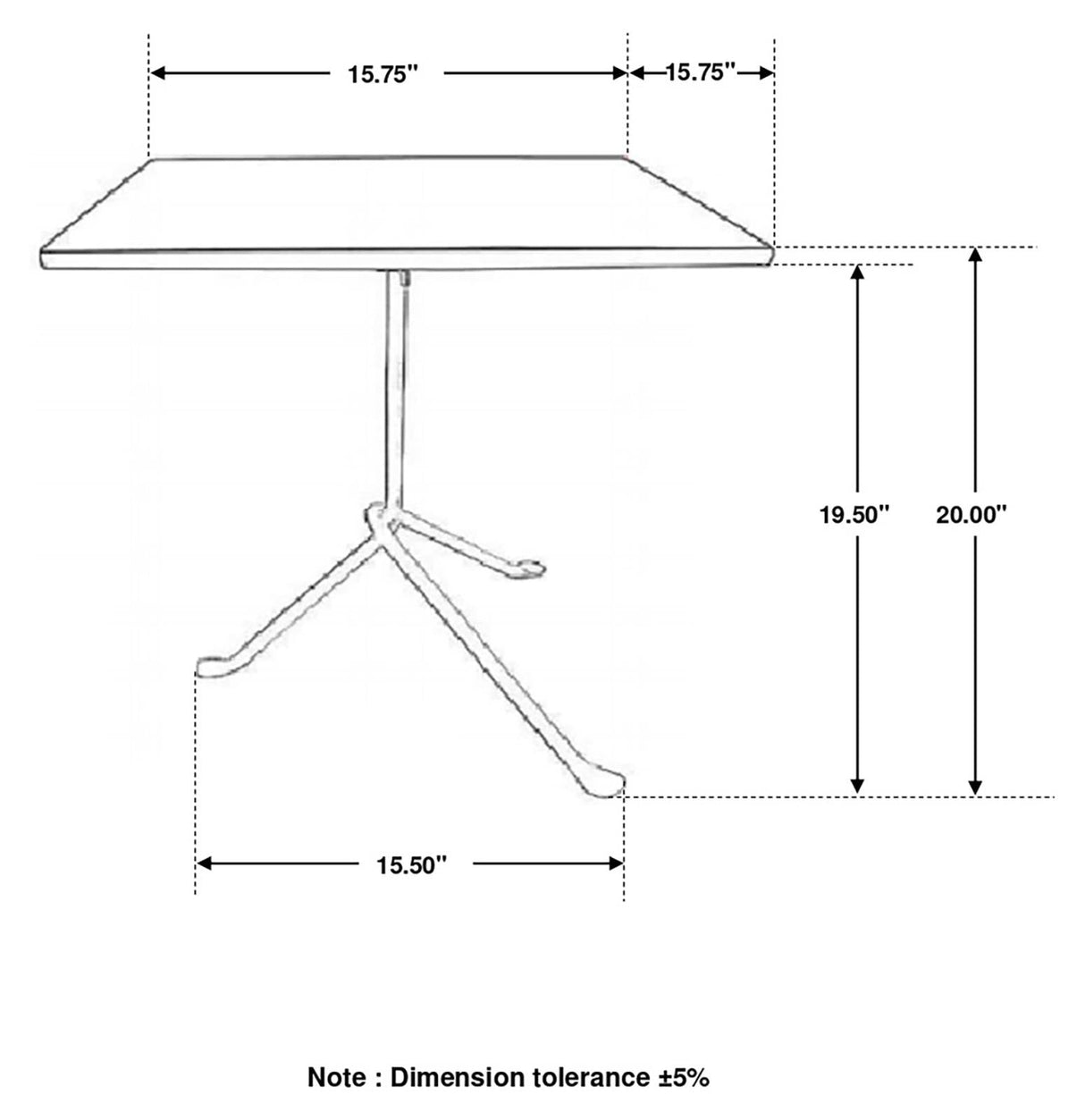 Heitor Dark Brown/Gunmetal Square Accent Table with Tripod Legs