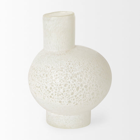 Heket Short White Glass Vase by Mercana at Eve Furniture