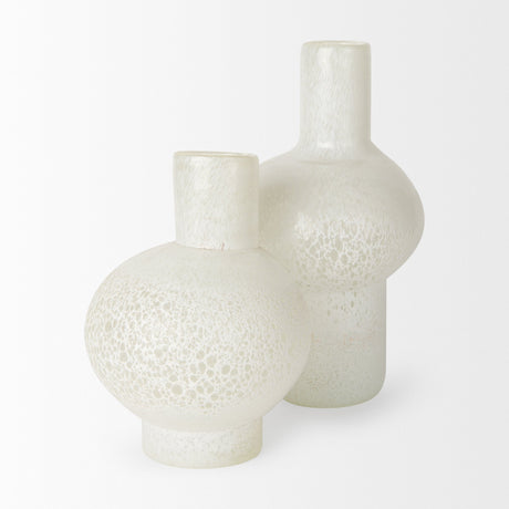 Heket Short White Glass Vase by Mercana at Eve Furniture