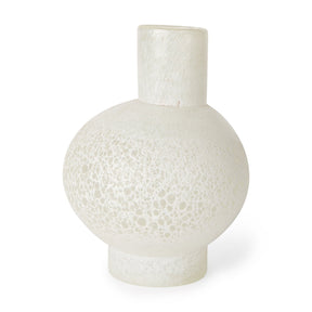 Heket Short White Glass Vase by Mercana at Eve Furniture