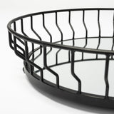 Helena 20L x 20W Black Metal Mirrored Bottom Round Serving Tray by Mercana at Eve Furniture