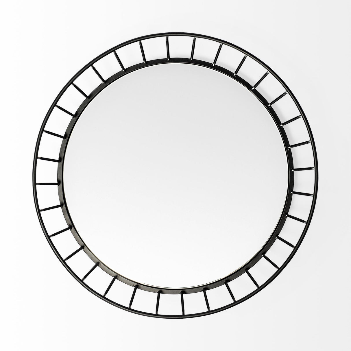 Helena Black Metal Mirrored Bottom Round Serving Tray by Mercana at Eve Furniture