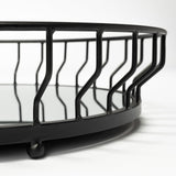 Helena Black Metal Mirrored Bottom Round Serving Tray by Mercana at Eve Furniture