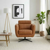 Helena Tan Leather Swivel Chair by Ashcroft Furniture at Eve Furniture
