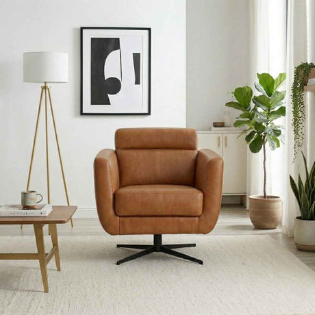 Helena Tan Leather Swivel Chair by Ashcroft Furniture at Eve Furniture