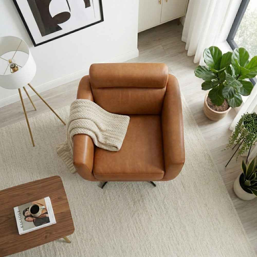 Helena Tan Leather Swivel Chair by Ashcroft Furniture at Eve Furniture
